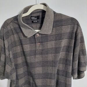 Marc Edwards Black and Gray Checkered Polo Shirt